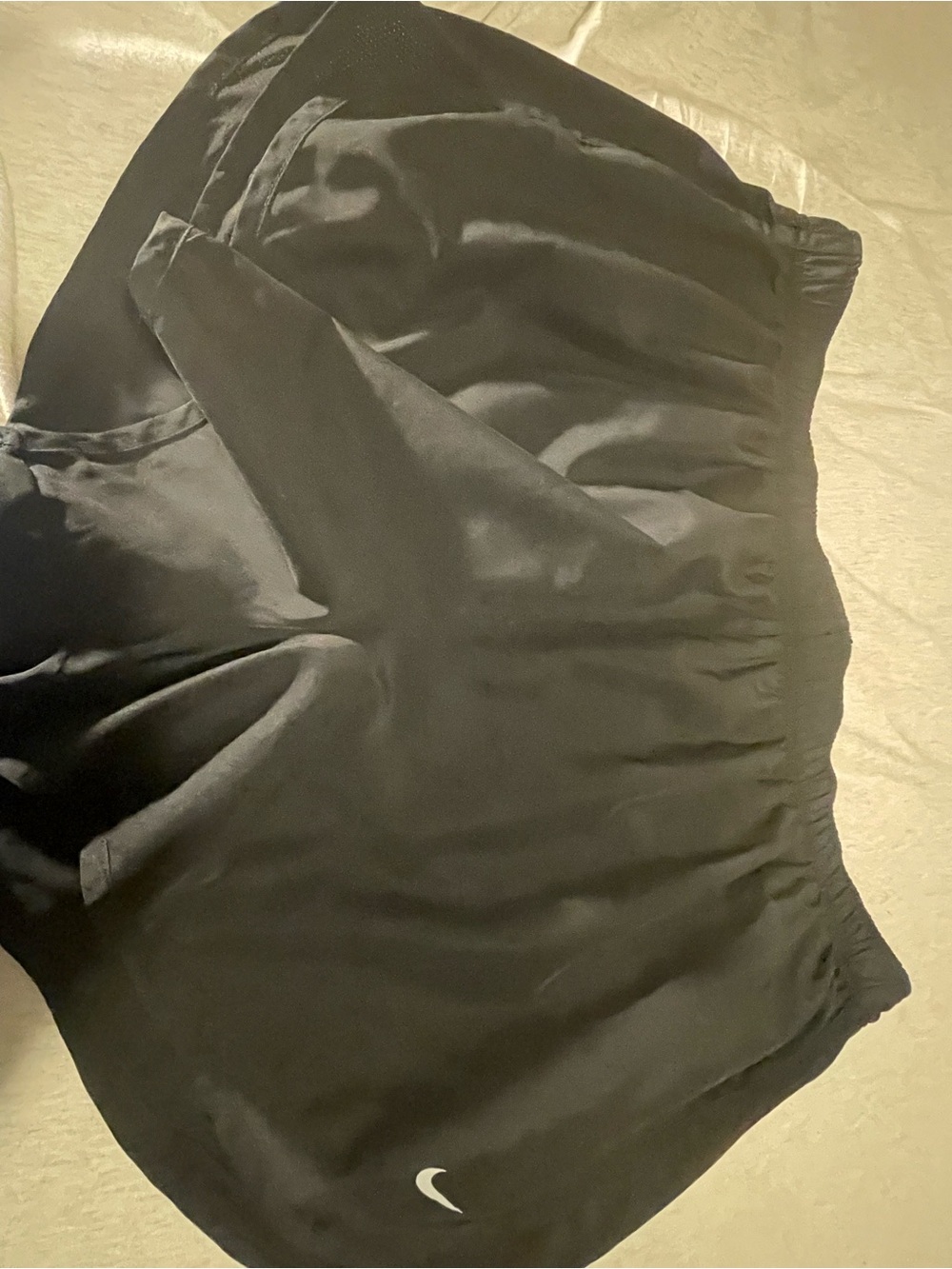 Nike DriFit Black Running Shorts with White Swoosh